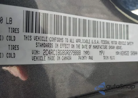 2016 Chrysler Town & Country Touring z USA, uszkodzony, nr VIN 2C4RC1BG8GR279888